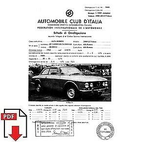 1972 Alfa Romeo 2000 GT Veloce FIA homologation form PDF download (ACI)